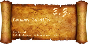 Bauman Zalán névjegykártya